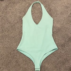 Halter open back bodysuit